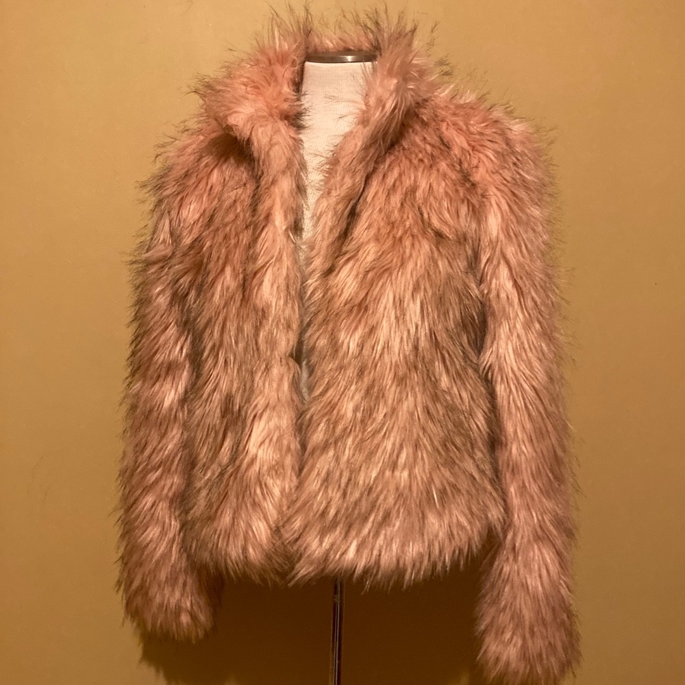 Faux Pink Fur Jacket